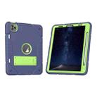 For iPad Pro 11 2022 / 2021 / 2020 Armor Holder Silicone Hybrid PC Tablet Case(Navy Yellow Green) - 2