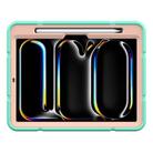 For iPad Pro 11 2024 Armor Holder Silicone Hybrid PC Tablet Case(Mint Green Gold) - 2