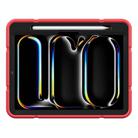 For iPad Pro 11 2024 Armor Holder Silicone Hybrid PC Tablet Case(Red Black) - 2