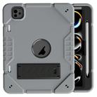 For iPad Pro 11 2024 Armor Holder Silicone Hybrid PC Tablet Case(Grey Black) - 1