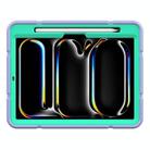 For iPad Pro 11 2024 Armor Holder Silicone Hybrid PC Tablet Case(Purple Mint Green) - 2