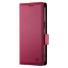 For iPhone 15 Pro Max Side Buckle Magnetic Frosted Leather Phone Case(Wine Red) - 2