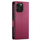 For iPhone 15 Pro Max Side Buckle Magnetic Frosted Leather Phone Case(Wine Red) - 3