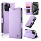 For iPhone 15 Pro Max Side Buckle Magnetic Frosted Leather Phone Case(Purple) - 1