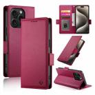 For iPhone 15 Pro Side Buckle Magnetic Frosted Leather Phone Case(Wine Red) - 1