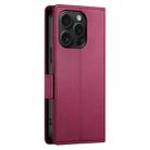 For iPhone 15 Pro Side Buckle Magnetic Frosted Leather Phone Case(Wine Red) - 3