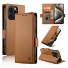 For iPhone 15 Pro Side Buckle Magnetic Frosted Leather Phone Case(Brown) - 1