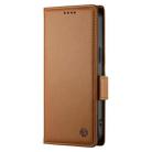 For iPhone 15 Plus Side Buckle Magnetic Frosted Leather Phone Case(Brown) - 2