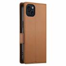 For iPhone 15 Plus Side Buckle Magnetic Frosted Leather Phone Case(Brown) - 3