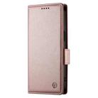 For iPhone 15 Side Buckle Magnetic Frosted Leather Phone Case(Rose Gold) - 2