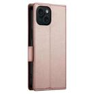 For iPhone 15 Side Buckle Magnetic Frosted Leather Phone Case(Rose Gold) - 3