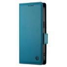 For iPhone 14 Plus Side Buckle Magnetic Frosted Leather Phone Case(Blue) - 2