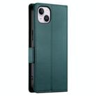 For iPhone 14 Plus Side Buckle Magnetic Frosted Leather Phone Case(Dark Green) - 3