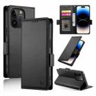 For iPhone 14 Pro Side Buckle Magnetic Frosted Leather Phone Case(Black) - 1