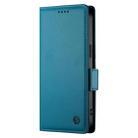 For iPhone 14 Pro Max Side Buckle Magnetic Frosted Leather Phone Case(Blue) - 2