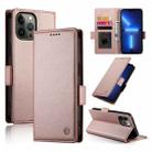 For iPhone 13 Pro Max Side Buckle Magnetic Frosted Leather Phone Case(Rose Gold) - 1