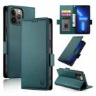 For iPhone 13 Pro Max Side Buckle Magnetic Frosted Leather Phone Case(Dark Green) - 1