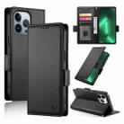 For iPhone 13 Pro Side Buckle Magnetic Frosted Leather Phone Case(Black) - 1