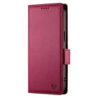 For iPhone 13 Pro Side Buckle Magnetic Frosted Leather Phone Case(Wine Red) - 2