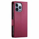 For iPhone 13 Pro Side Buckle Magnetic Frosted Leather Phone Case(Wine Red) - 3