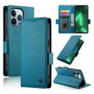 For iPhone 13 Pro Side Buckle Magnetic Frosted Leather Phone Case(Blue) - 1