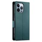 For iPhone 13 Pro Side Buckle Magnetic Frosted Leather Phone Case(Dark Green) - 3