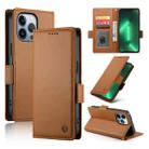 For iPhone 13 Pro Side Buckle Magnetic Frosted Leather Phone Case(Brown) - 1