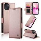 For iPhone 13 Side Buckle Magnetic Frosted Leather Phone Case(Rose Gold) - 1