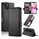 For iPhone 13 Side Buckle Magnetic Frosted Leather Phone Case(Black) - 1
