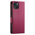 For iPhone 13 Side Buckle Magnetic Frosted Leather Phone Case(Wine Red) - 3