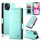 For iPhone 13 Side Buckle Magnetic Frosted Leather Phone Case(Mint Green) - 1
