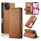 For iPhone 13 Side Buckle Magnetic Frosted Leather Phone Case(Brown) - 1