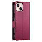 For iPhone 13 mini Side Buckle Magnetic Frosted Leather Phone Case(Wine Red) - 3