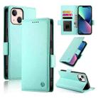 For iPhone 13 mini Side Buckle Magnetic Frosted Leather Phone Case(Mint Green) - 1