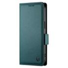 For iPhone 12 / 12 Pro Side Buckle Magnetic Frosted Leather Phone Case(Dark Green) - 2