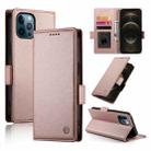 For iPhone 12 Pro Max Side Buckle Magnetic Frosted Leather Phone Case(Rose Gold) - 1