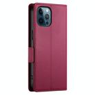 For iPhone 12 Pro Max Side Buckle Magnetic Frosted Leather Phone Case(Wine Red) - 3