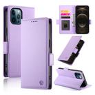 For iPhone 12 Pro Max Side Buckle Magnetic Frosted Leather Phone Case(Purple) - 1