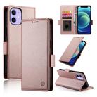 For iPhone 12 mini Side Buckle Magnetic Frosted Leather Phone Case(Rose Gold) - 1