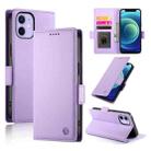 For iPhone 12 mini Side Buckle Magnetic Frosted Leather Phone Case(Purple) - 1