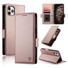 For iPhone 11 Pro Max Side Buckle Magnetic Frosted Leather Phone Case(Rose Gold) - 1