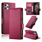 For iPhone 11 Pro Max Side Buckle Magnetic Frosted Leather Phone Case(Wine Red) - 1