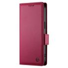 For iPhone 11 Pro Max Side Buckle Magnetic Frosted Leather Phone Case(Wine Red) - 2