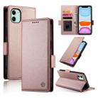 For iPhone 11 Side Buckle Magnetic Frosted Leather Phone Case(Rose Gold) - 1