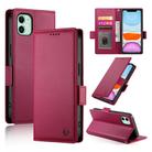 For iPhone 11 Side Buckle Magnetic Frosted Leather Phone Case(Wine Red) - 1