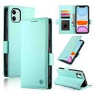 For iPhone 11 Side Buckle Magnetic Frosted Leather Phone Case(Mint Green) - 1