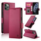 For iPhone 11 Pro Side Buckle Magnetic Frosted Leather Phone Case(Wine Red) - 1
