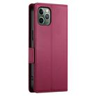For iPhone 11 Pro Side Buckle Magnetic Frosted Leather Phone Case(Wine Red) - 3