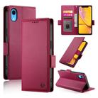 For iPhone XR Side Buckle Magnetic Frosted Leather Phone Case(Wine Red) - 1
