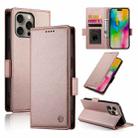 For iPhone 16 Pro Max Side Buckle Magnetic Frosted Leather Phone Case(Rose Gold) - 1